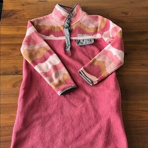 Simply Southern Pink Mountain Fleece‎ Pullover Dress - Youth Large
